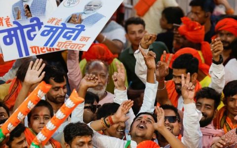 supporters of india s prime minister narendra modi react on the day of a bharatiya janata party bjp election campaign rally in ayodhya india may 5 2024 photo reuters