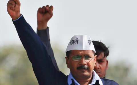 arvind kejriwal chief of aam aadmi common man party aap shouts slogans after taking the oath as the new chief minister of delhi during a swearing in ceremony at ramlila ground in new delhi february 14 2015 reuters anindito mukherjee file photo