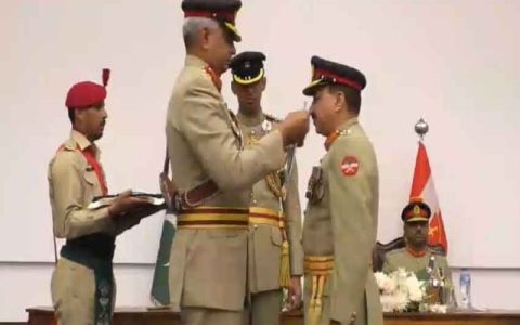 a solider being conferred with a military award during the karachi corps investiture ceremony held on may 10 2024 photo express