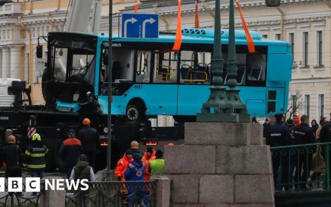 Three dead after bus falls into river in St Petersburg