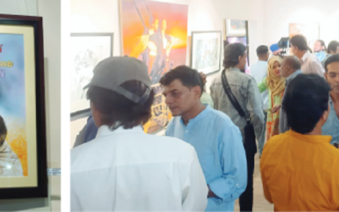 people enjoy display of cinema posters at gallery 6 in karachi the exhibition will continue till october 30 photo express